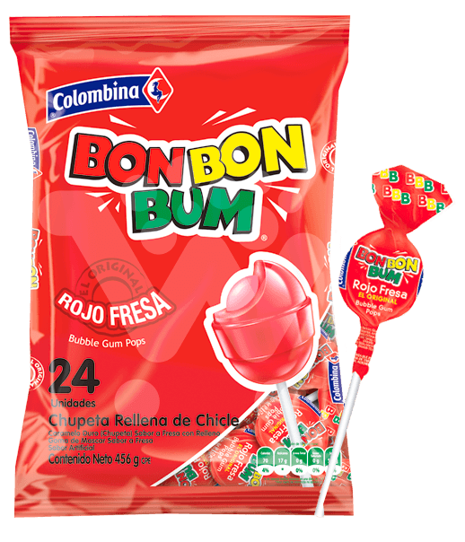 Chupete Bon Bon Bum Fresa 24 unid