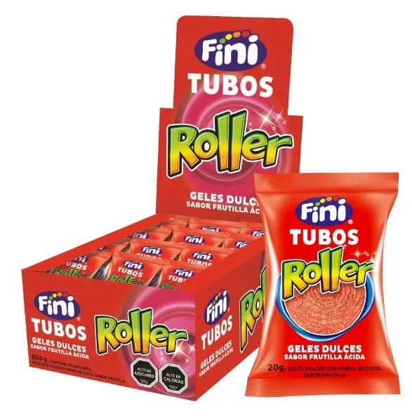 Tubos Fini Roller Frutilla Ácida 20 Grs 40 Unid