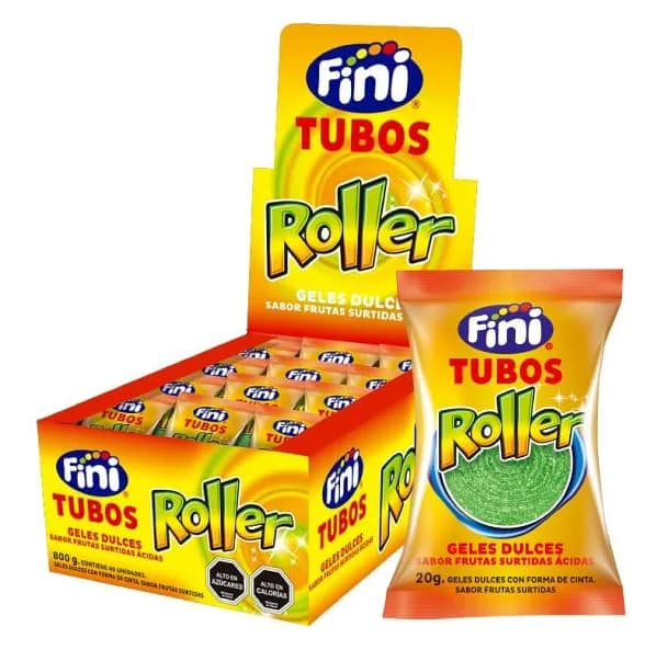 Tubos Fini Roller Frutas Surtidas Ácidas 20 Grs 40 Unid