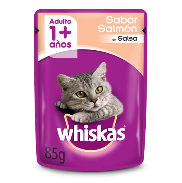 Whiskas Alimento Húmedo Sobre Gato Adulto Salmon en Salsa 85 Grs