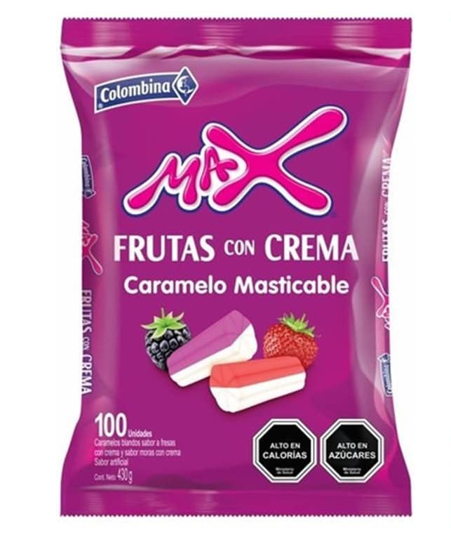 Caramelos Masticables Max Frutas con Crema 100 unid