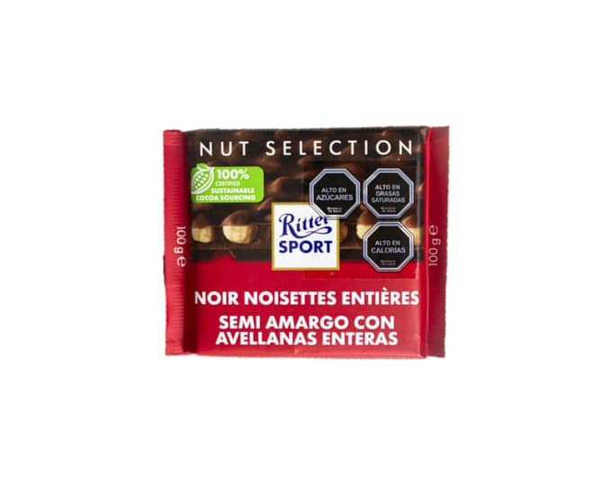Chocolate Barra Ritter Sport Dark con Avellanas 100 grs