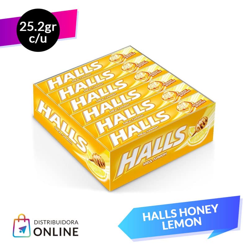 Halls Barra Honey Lemon 25 Grs 12 Unid