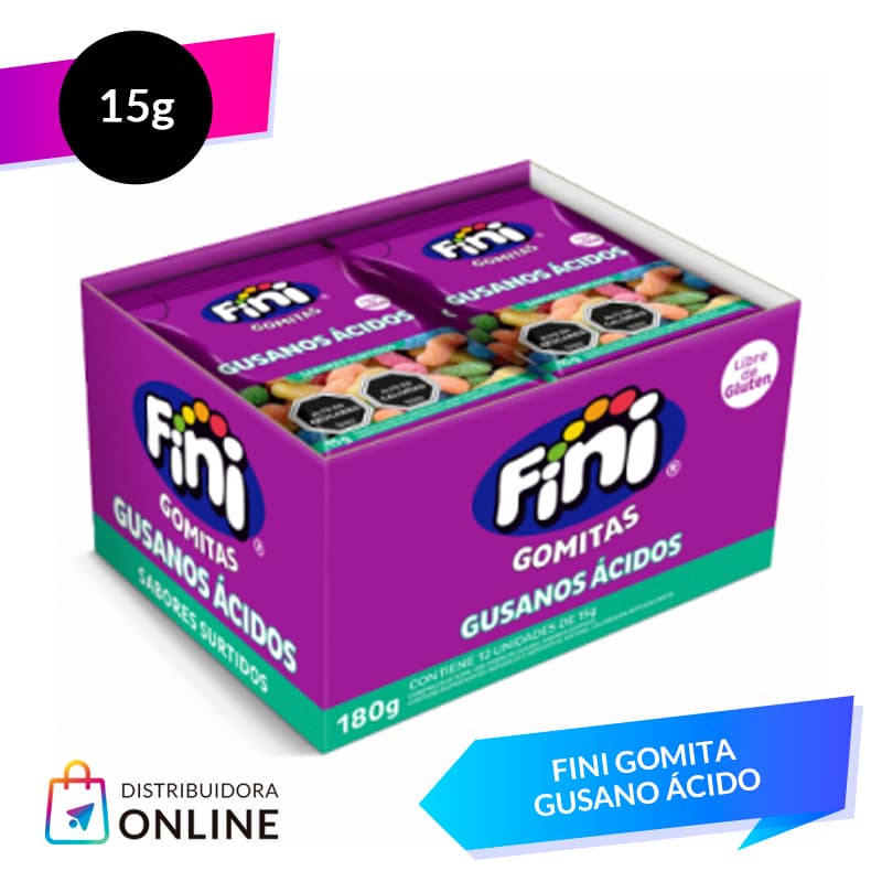 Fini Gomita Gusano Ácido Fini 15 Grs 12 Unid