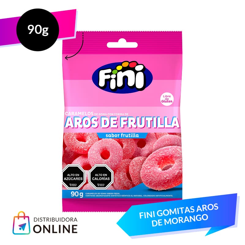 Fini Gomitas Aros de Morango 90 Grs 12 Unid