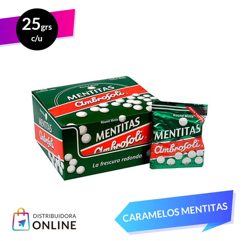Caramelos Mentitas Ambrosoli 25 Grs 24 Unid