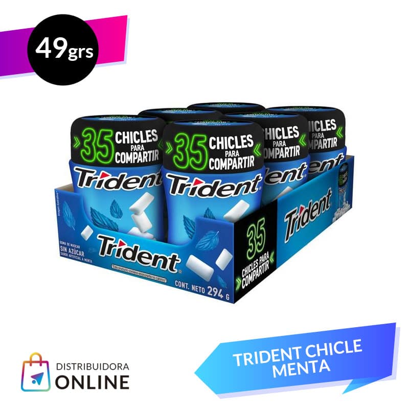 Trident Chicle Botella Menta 49 Grs 6 Unid