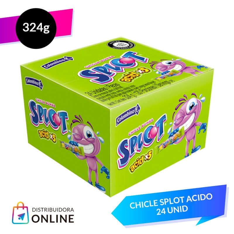 Chicle Splot Acido 324 Grs 24 unid