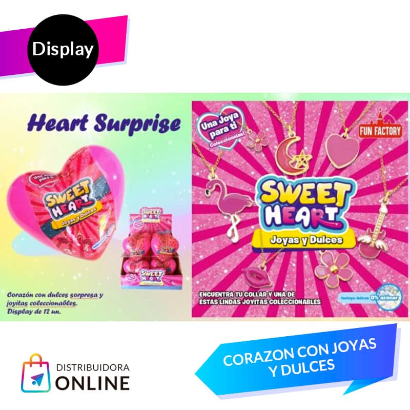 Corazon con joyas y dulces 12 unid - Imagen 2