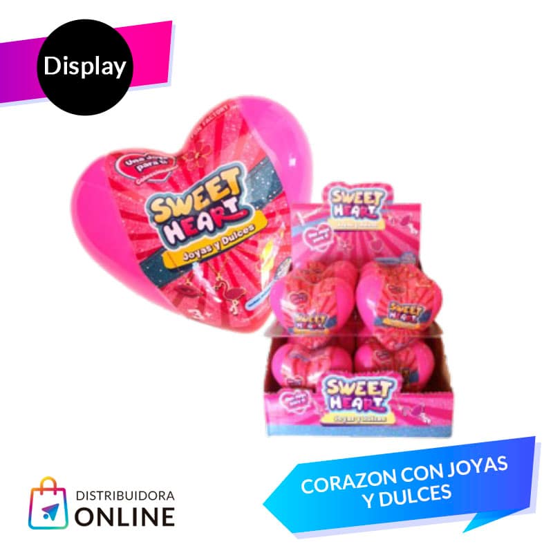 Corazon con joyas y dulces 12 unid