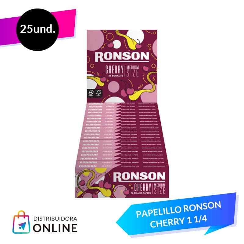 Papelillo Ronson Cherry 1 1/4 25 Unidades