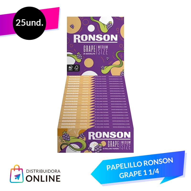 Papelillo Ronson Grape 1 1/4 25 Unidades