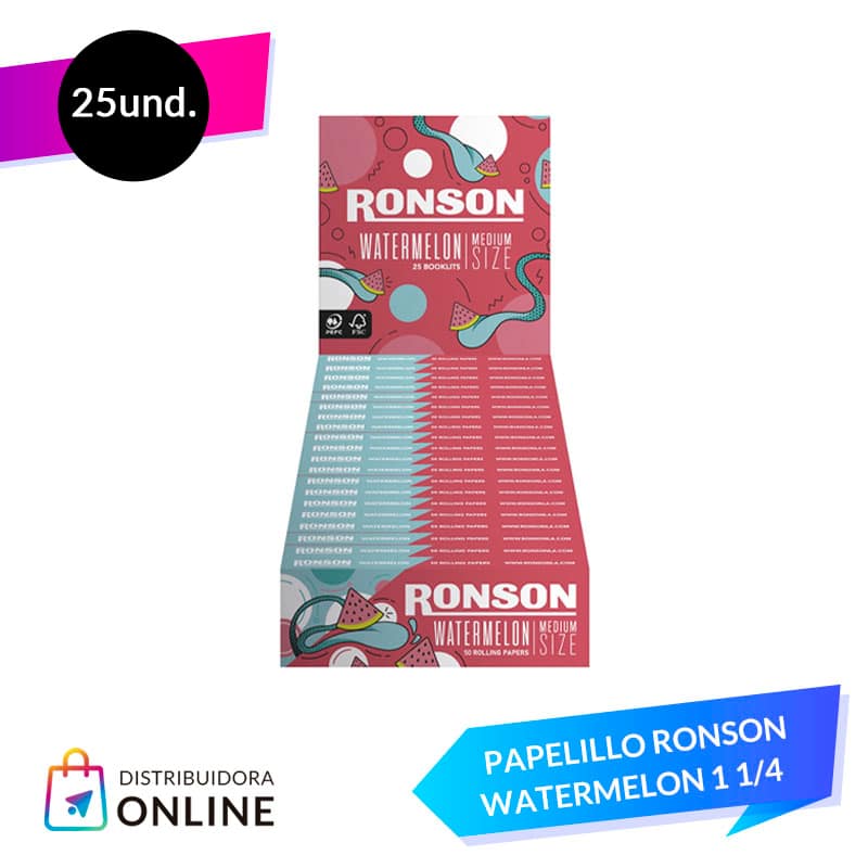 Papelillo Ronson Watermelon 1 1/4 25 Unidades