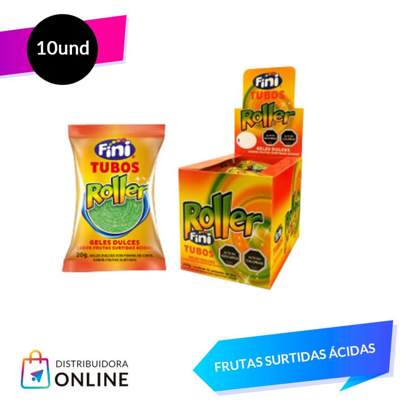 Tubos Fini Roller Frutas Surtidas Ácidas 20 Grs 10 Unid