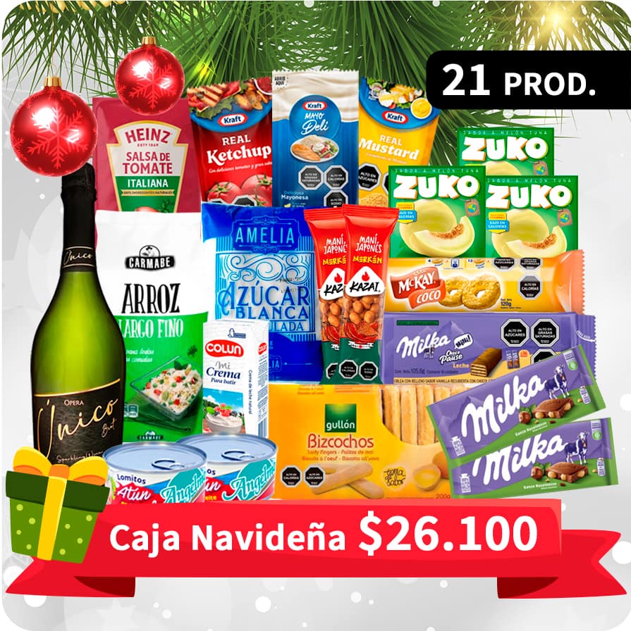 Box Caja Navideña - Canasta Navideña 21 Productos